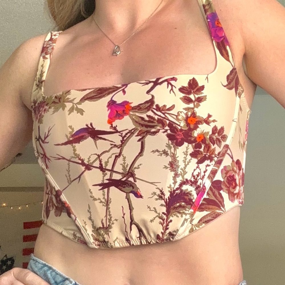 floral corset top, adjustable